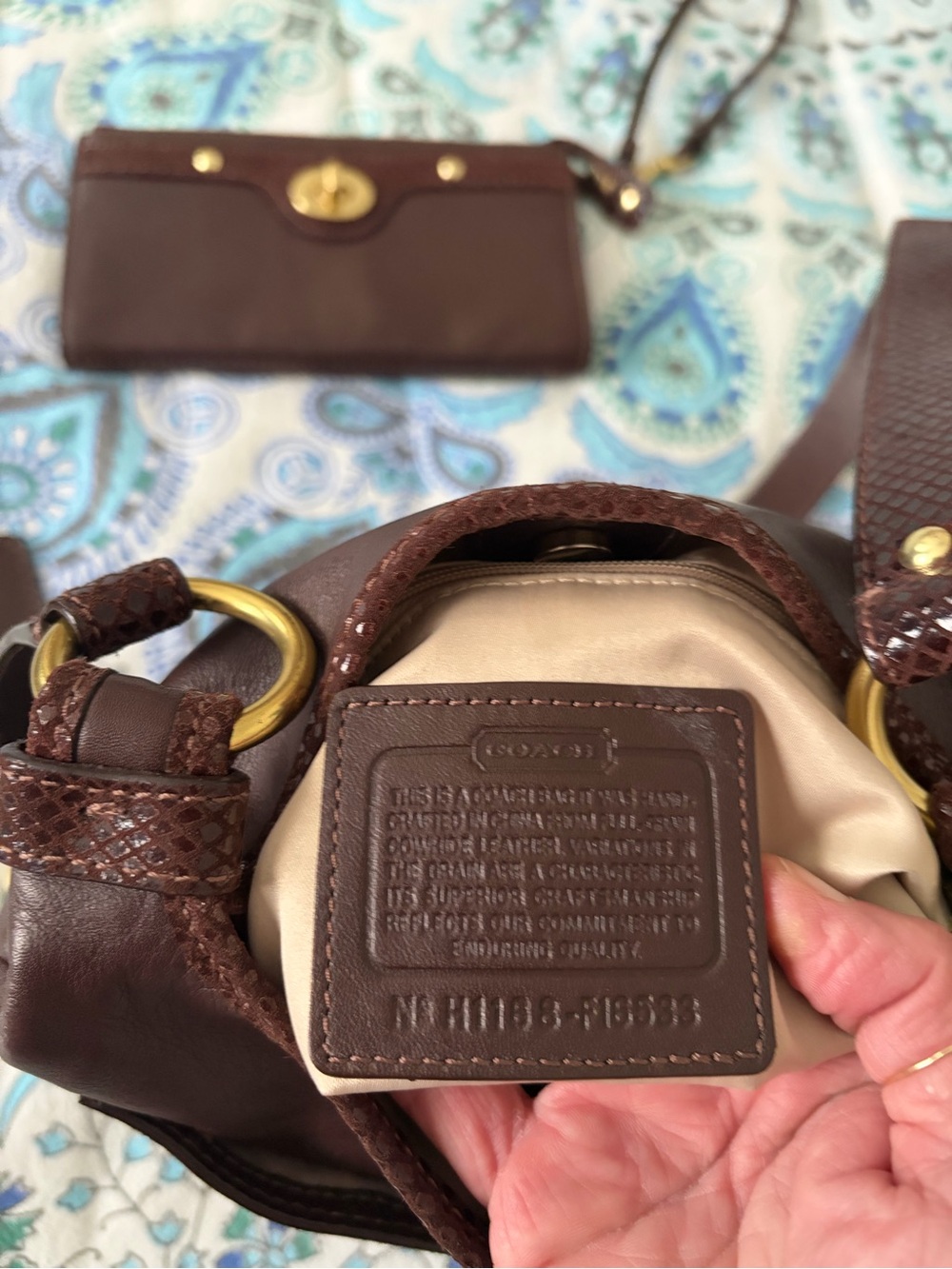 Coach Penelope Leather Crossbody and Wristlet with snakeskin trim - Picture 3 of 8